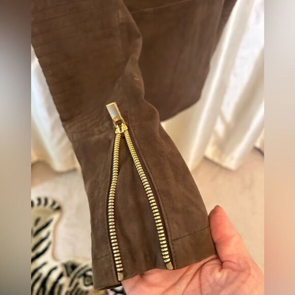 Athleta Helena Suede Leather Moto/Biker Jacket Brown Size XS Fully Lined EUC - Picture 9 of 14